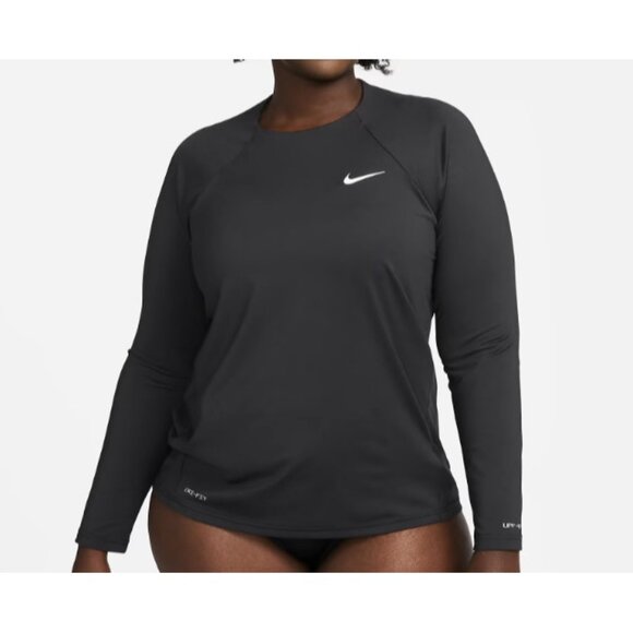 Nike Essential Dri-FIT Nessa376 Hydroguard Swim Top Black ( 3X ) - Picture 1 of 3